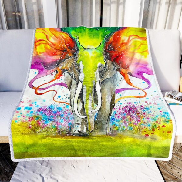 Colorful Elephant Art Fleece Blanket Sherpa Blanket