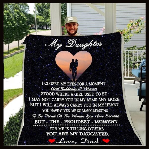 Family To My Daughter I Closed My Eyes Fleece Blanket Sherpa Blanket