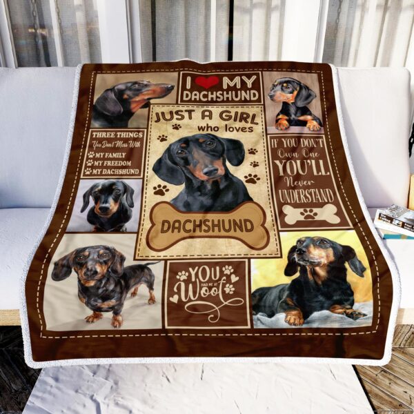 Just A Girl Who Love Dachshund Fleece Blanket Sherpa Blanket