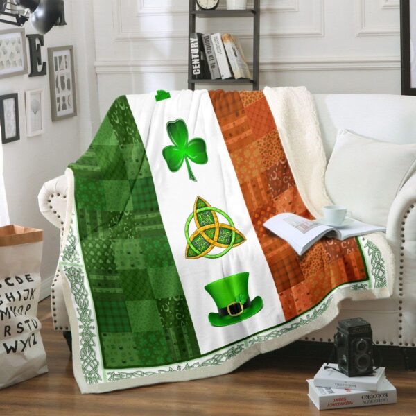 Irish Flag Style Fleece Blanket Sherpa Blanket