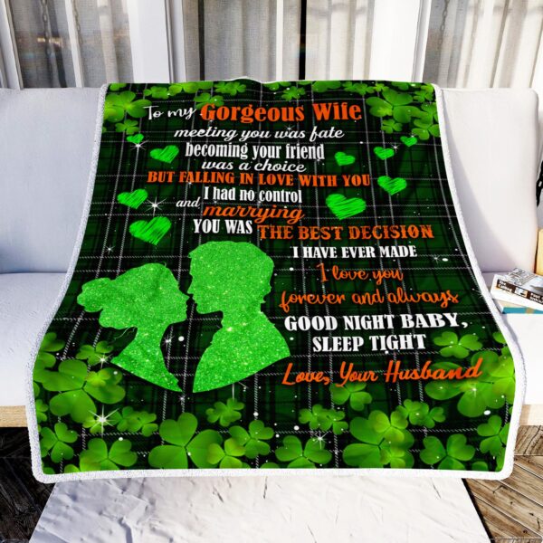 Irish To My Gorgeous Wife Fleece Blanket Sherpa Blanket