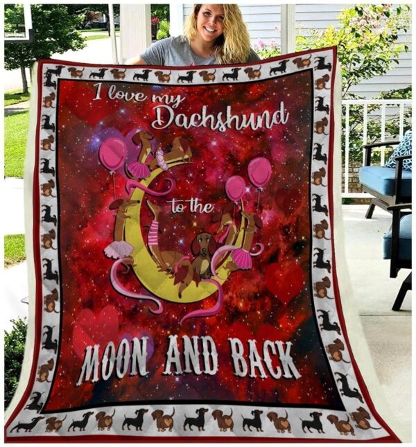 Dachshund Moon And Back Fleece Blanket Sherpa Blanket