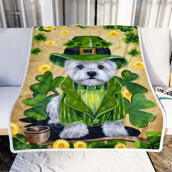 Leprechaun Westie Fleece Blanket Sherpa Blanket