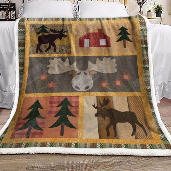 Moose Fleece Blanket Sherpa Blanket