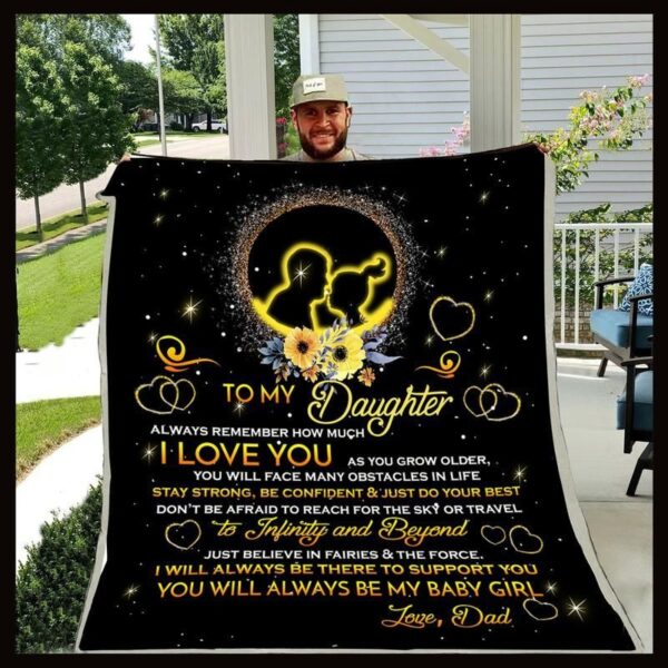 Family To My Daughter I Love You Fleece Blanket Sherpa Blanket