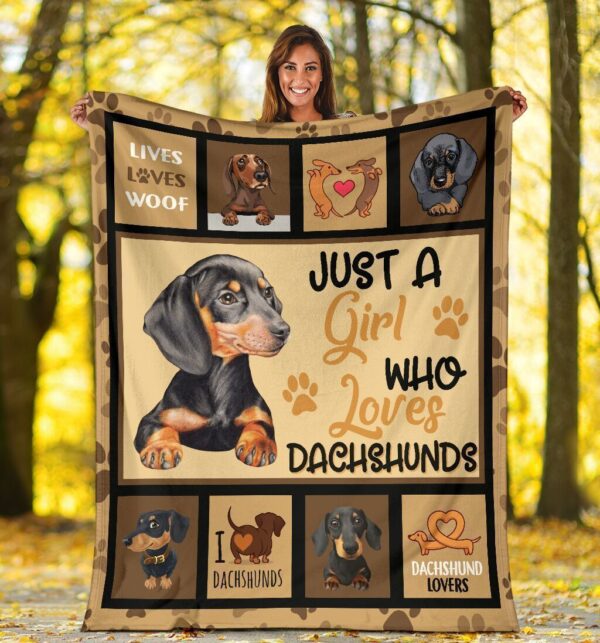 Just A Girl Who Loves Dachshunds Fleece Blanket Sherpa Blanket