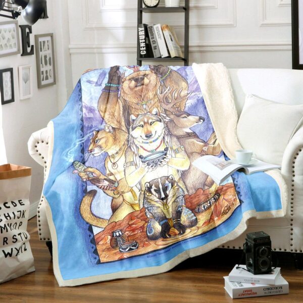 Native Bear Fleece Blanket Sherpa Blanket