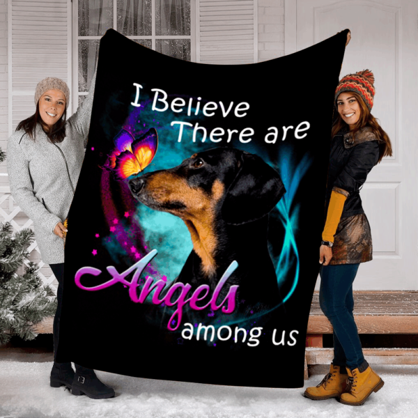 Dachshund Angels Among Us Classic Dog Fleece Blanket Sherpa Blanket