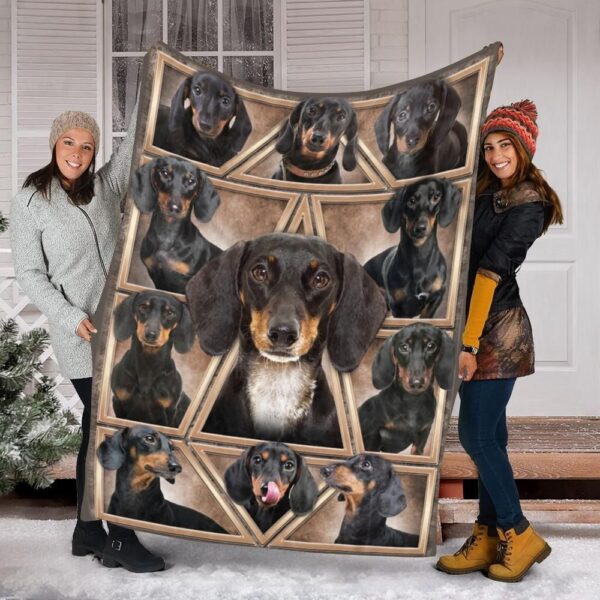 Dachshund Black Dog Fleece Blanket Sherpa Blanket