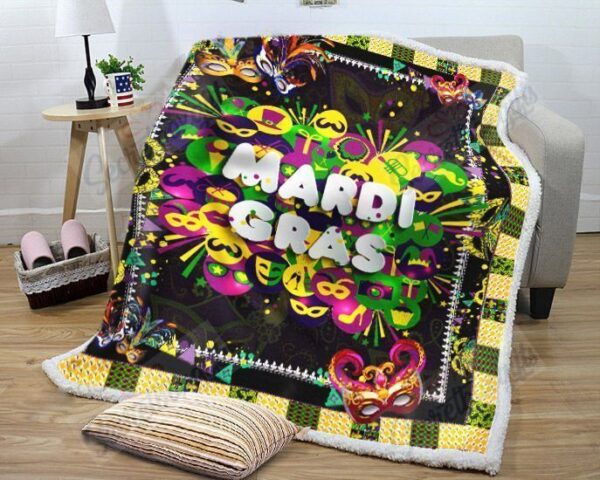 Mardi Gras Party Fleece Blanket Sherpa Blanket