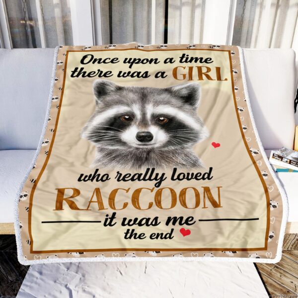 Girl Loves Raccoon Fleece Blanket Sherpa Blanket