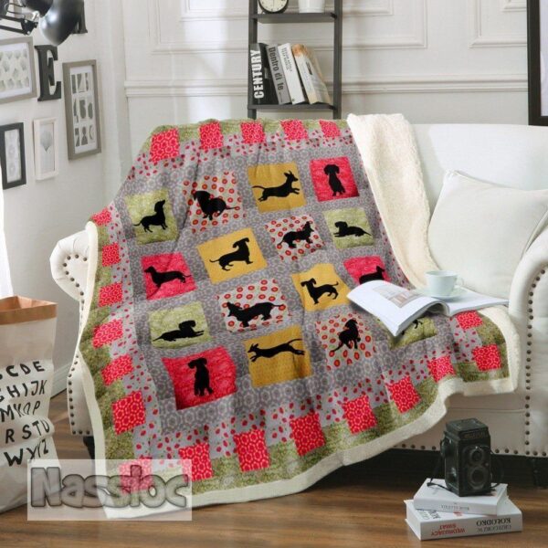 Dachshund Fleece Blanket Sherpa Blanket
