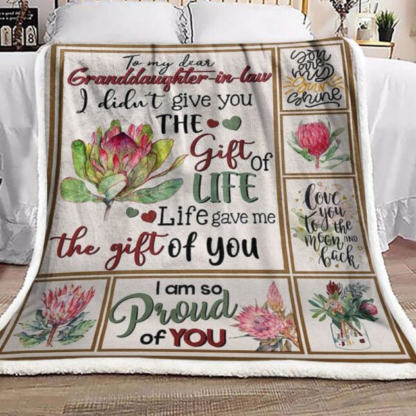 Protea Cynaroides To My Dear Granddaughter In Law Fleece Blanket Sherpa Blanket