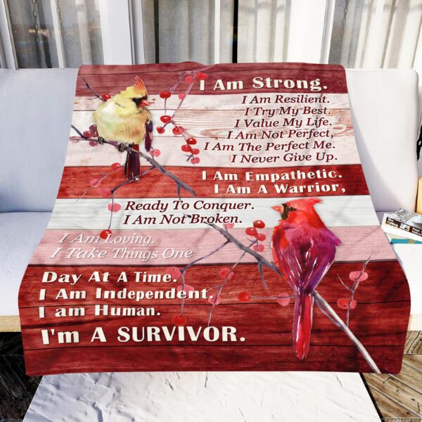 Cardinal Im A Survivor Fleece Blanket Sherpa Blanket