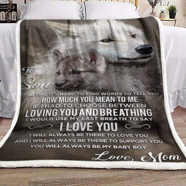 Mother And Son Wolf Fleece Blanket Sherpa Blanket
