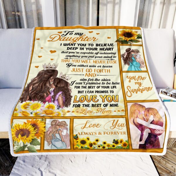 Mom To My Daughter Sunflower Fleece Blanket Sherpa Blanket