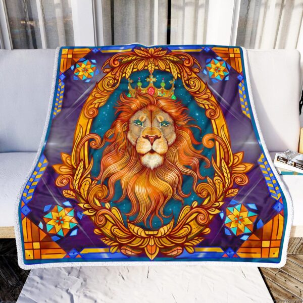 Lion Pattern Fleece Blanket Sherpa Blanket