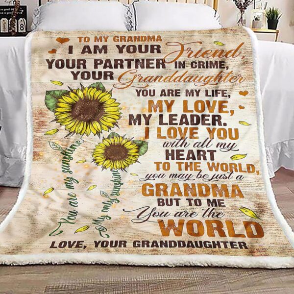 To My Grandma Sunflower Fleece Blanket Sherpa Blanket
