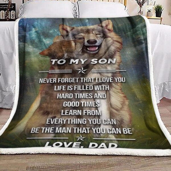 Dad And Son Wolf Fleece Blanket Sherpa Blanket