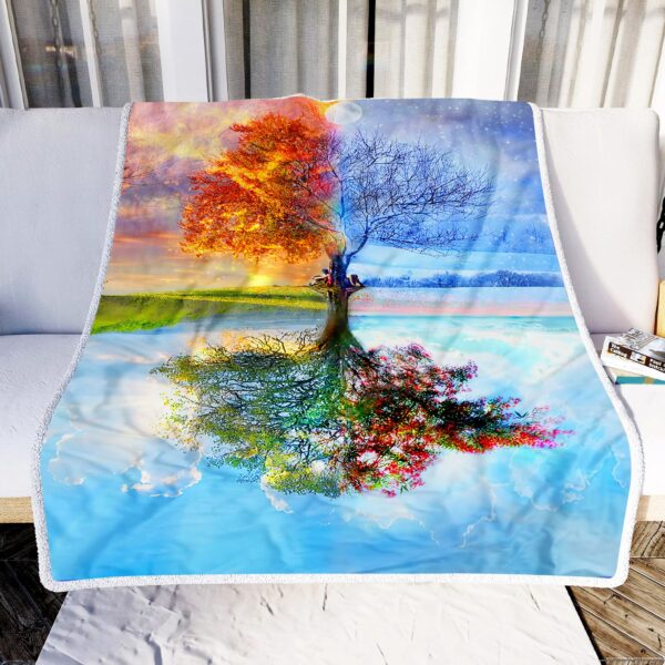 Season Tree Fleece Blanket Sherpa Blanket