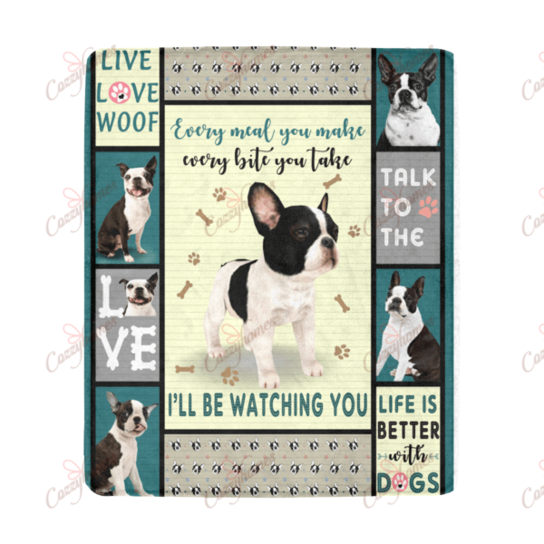 Boston Terrier Live Love Fleece Blanket Sherpa Blanket