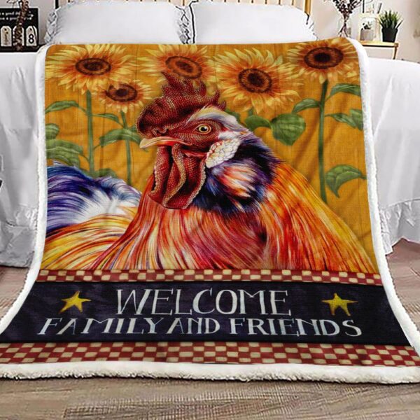 Rooster Sunflowers Fleece Blanket Sherpa Blanket