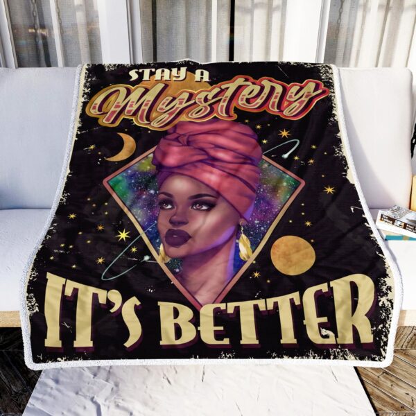 Black Woman Stay A Mystery Fleece Blanket Sherpa Blanket