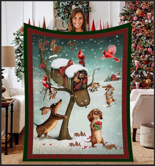 Dachshund And Mail Box Fleece Blanket Sherpa Blanket