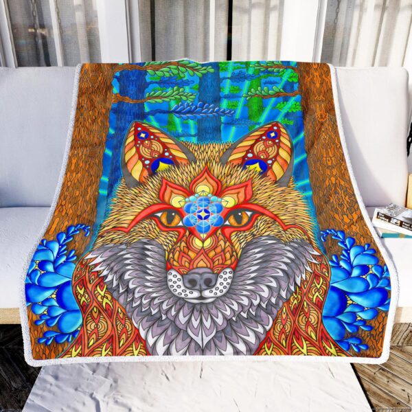 Fox Painting Fleece Blanket Sherpa Blanket
