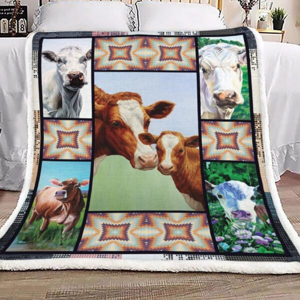 Cow Native Artwork Collection Fleece Blanket Sherpa Blanket