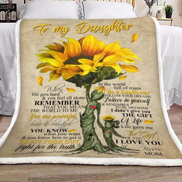To My Daughter Sunflower Fleece Blanket Sherpa Blanket