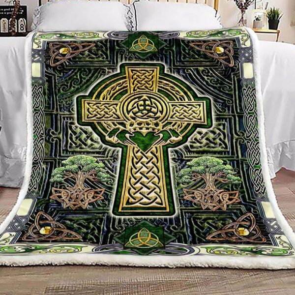 Irish Celtic Cross Fleece Blanket Sherpa Blanket