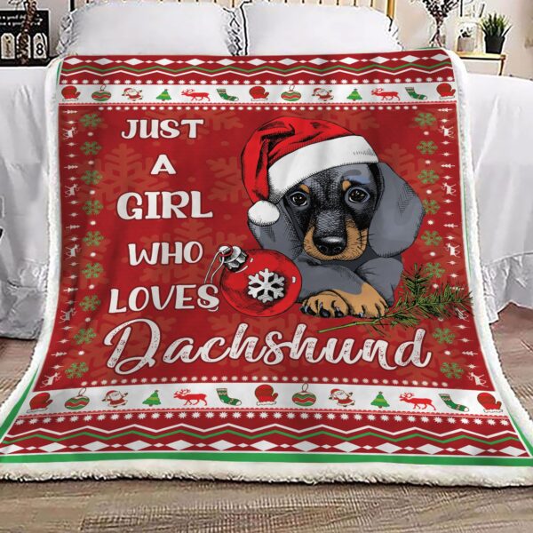 Dachshund Christmas Fleece Blanket Sherpa Blanket