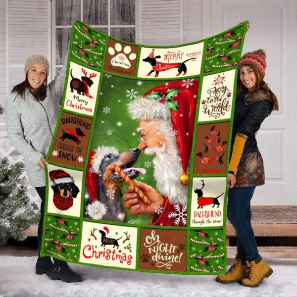 Dachshund Christmas Fleece Blanket Sherpa Blanket