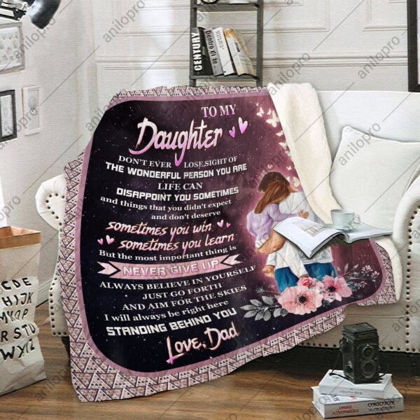 To My Daughter Dad Fleece Blanket Sherpa Blanket