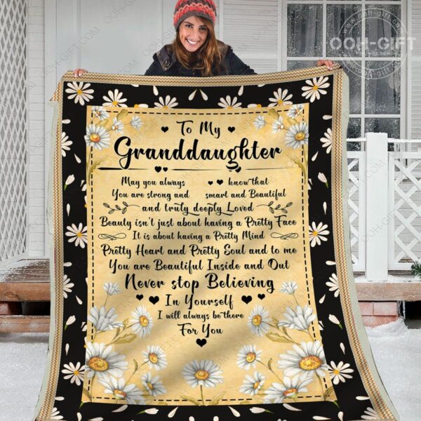 My Granddaughter Flower Fleece Blanket Sherpa Blanket