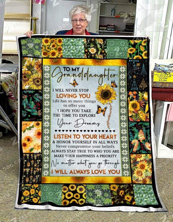 To My Granddaughter Fleece Blanket Sherpa Blanket