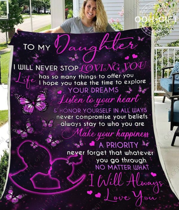 To My Daughter Purple Fleece Blanket Sherpa Blanket