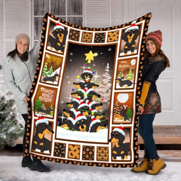 Dachshund Christmas Fleece Blanket Sherpa Blanket