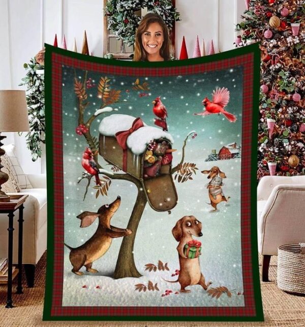 Dachshund Cardinal Fleece Blanket Sherpa Blanket
