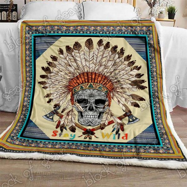 Native Skull Fleece Blanket Sherpa Blanket