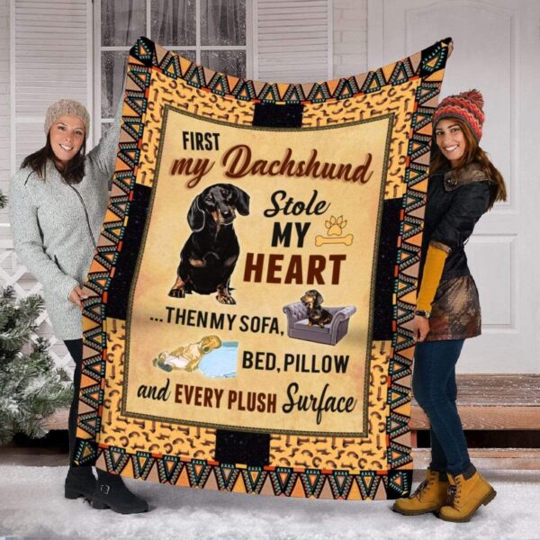 My Dachshund Stole My Heart Fleece Blanket Sherpa Blanket