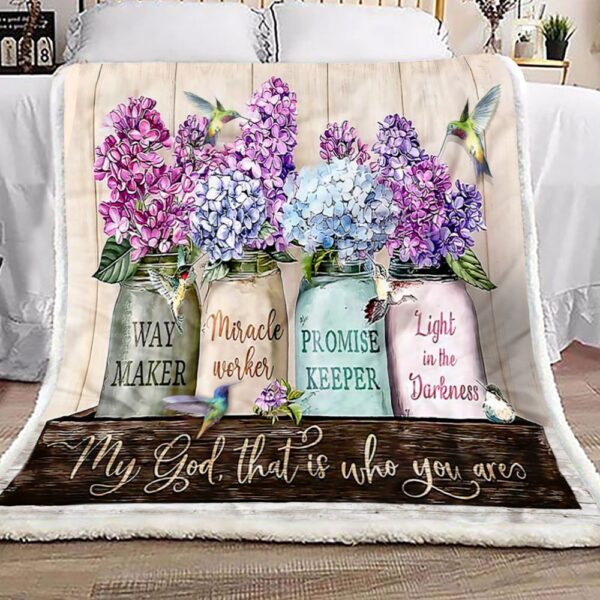 Purple Way Maker Flowers Fleece Blanket Sherpa Blanket