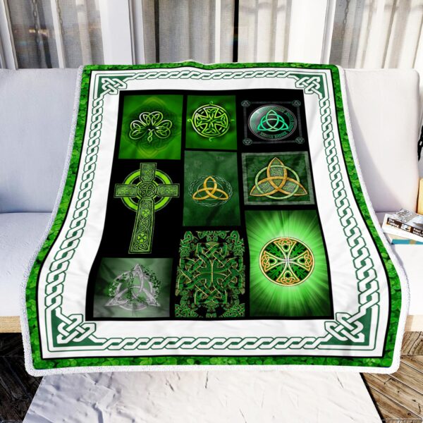 Irish Celtic Cross St Patricks Day Fleece Blanket Sherpa Blanket
