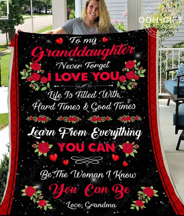 To My Granddaughter Flower Fleece Blanket Sherpa Blanket