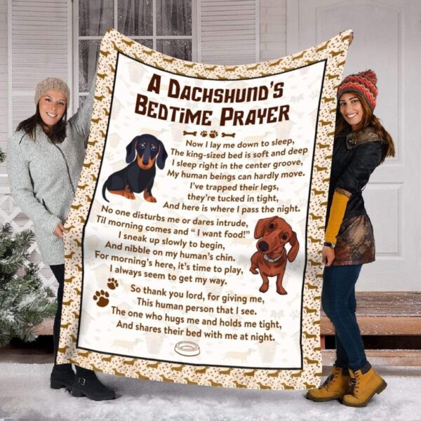 Dachshund Prayer Fleece Blanket Sherpa Blanket