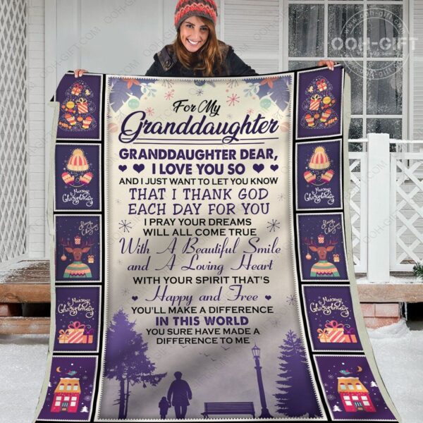 My Granddaughter Purple Fleece Blanket Sherpa Blanket