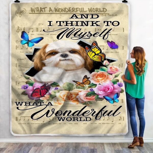 Shih Tzu Think To Myself For Shih Tzu Lover Fleece Blanket Sherpa Blanket