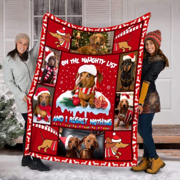 Dachshund Christmas Fleece Blanket Sherpa Blanket