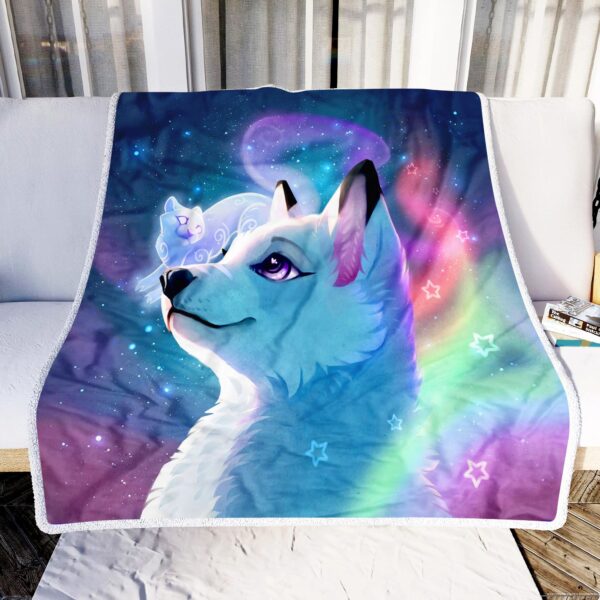 Cute Wolf Colorful Art Fleece Blanket Sherpa Blanket